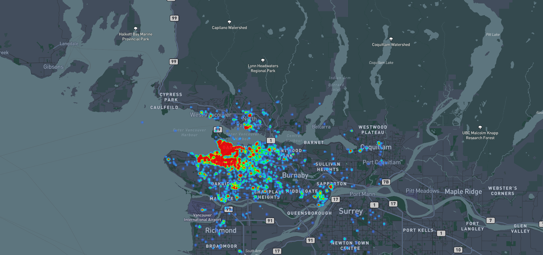 Heatmap specialty map.