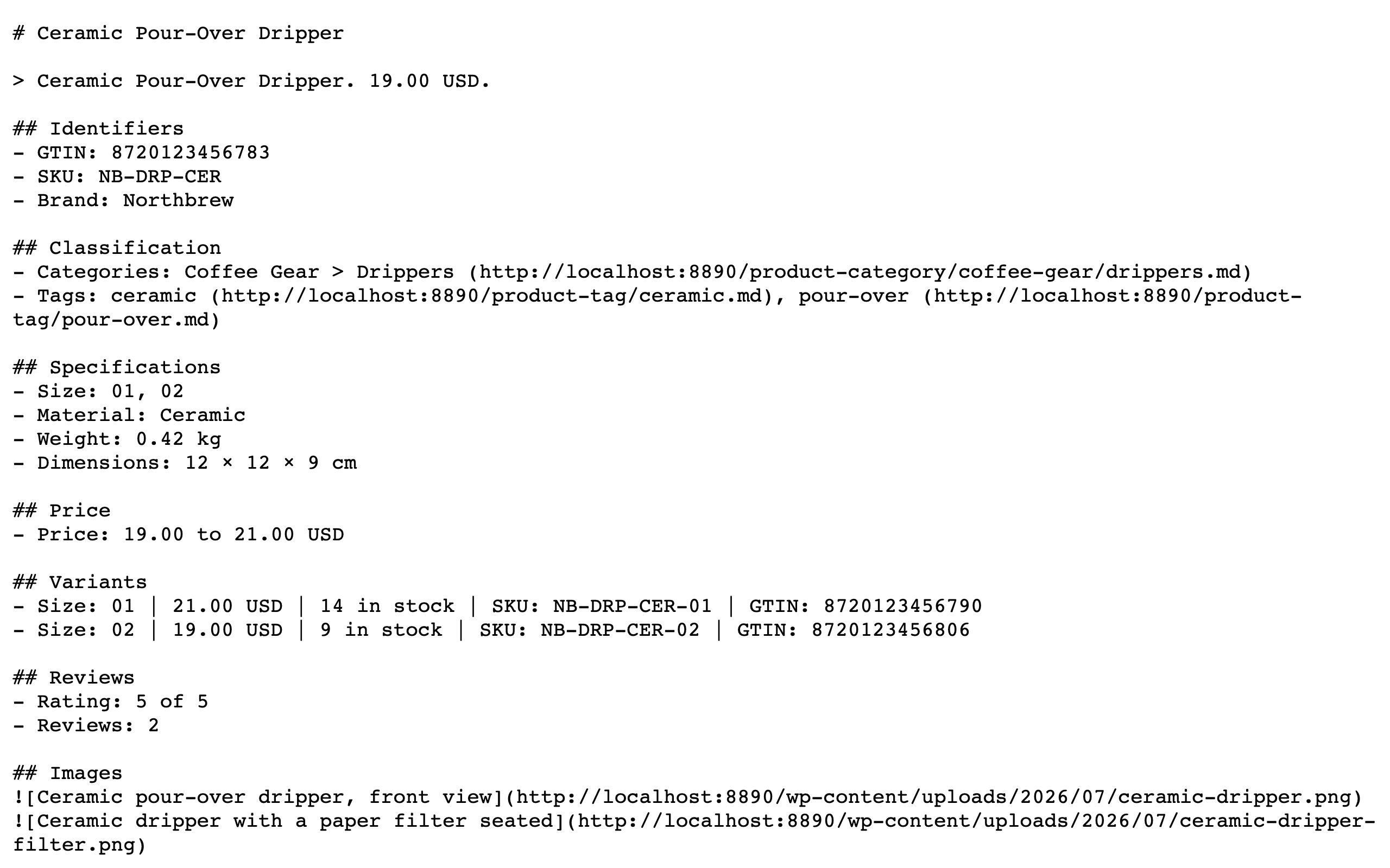 A product mirror served as text/markdown in the browser.