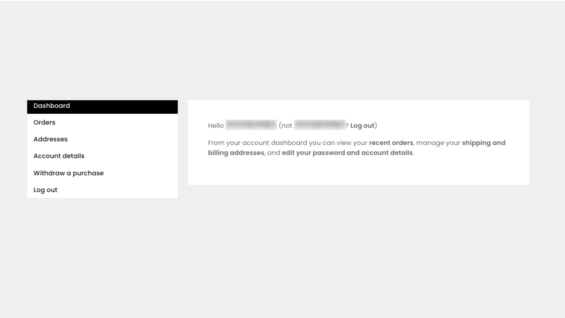 My Account menu — optional link to the withdrawal page.