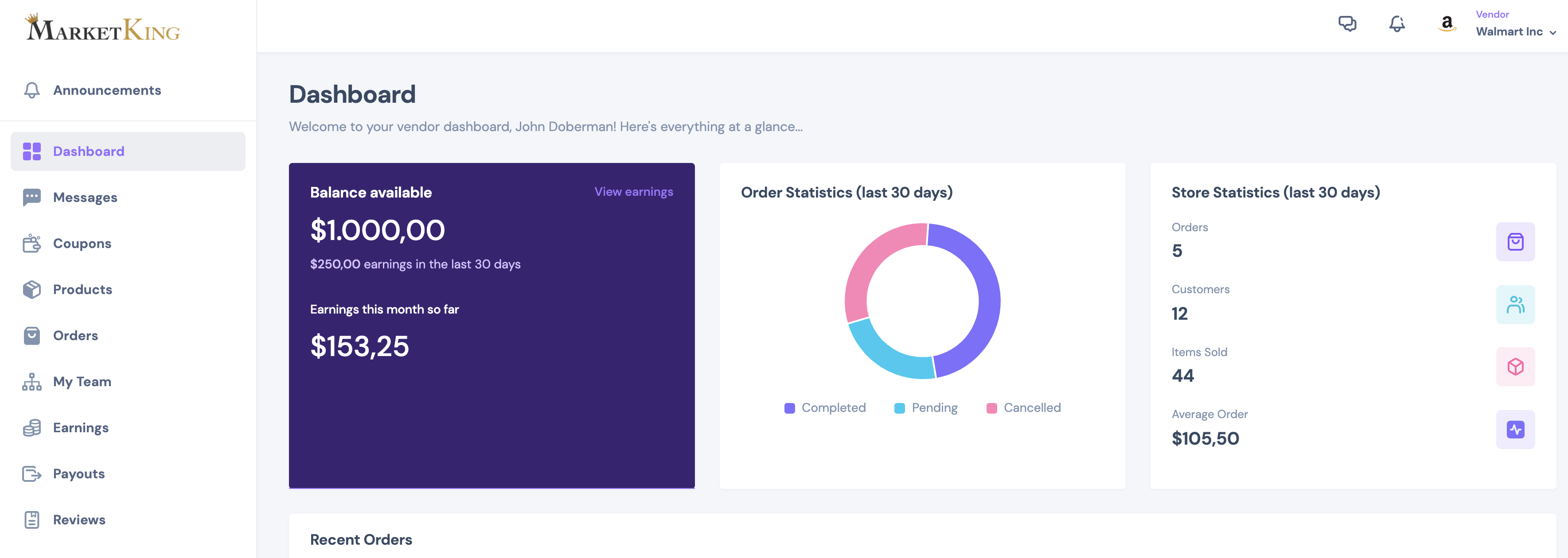 Vendor Dashboard