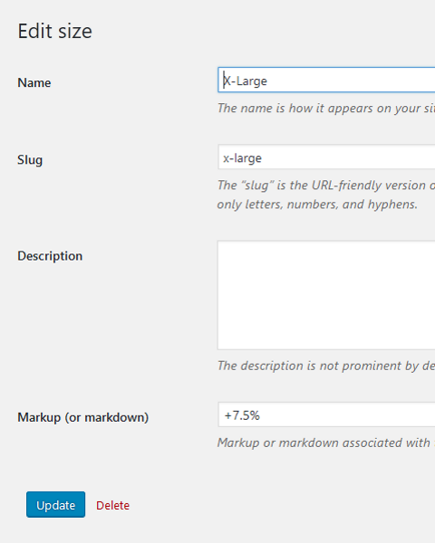 Note the addition of the “Markup (or markdown)” field on the bottom of the <code>Edit *attribute*</code> screen of the attribute editor.