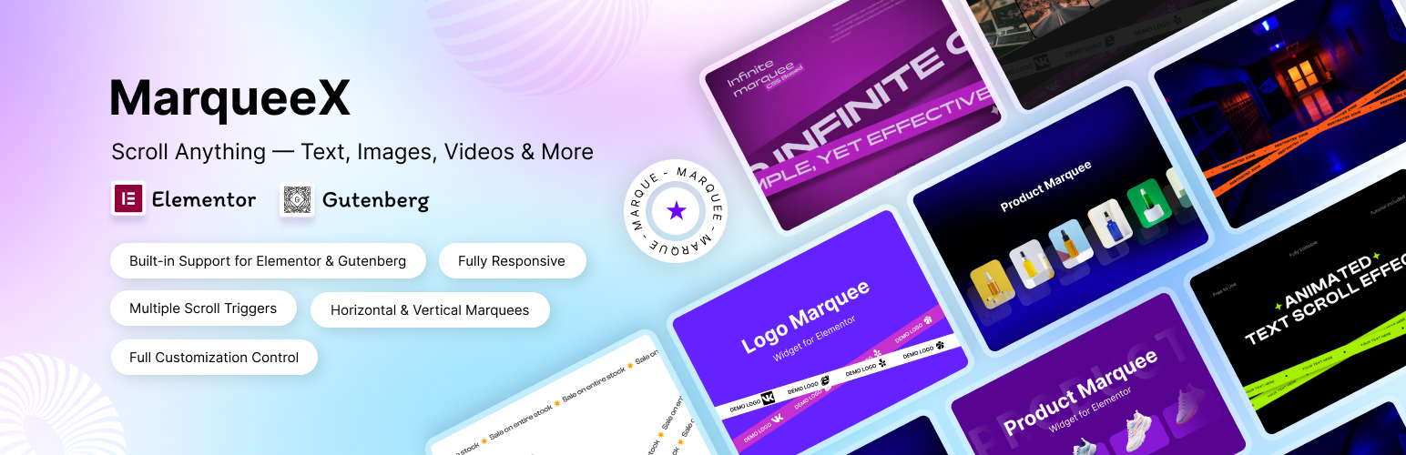 MarqueeX – Smooth Marquee Slider & News ticker for Gutenberg & Elementor