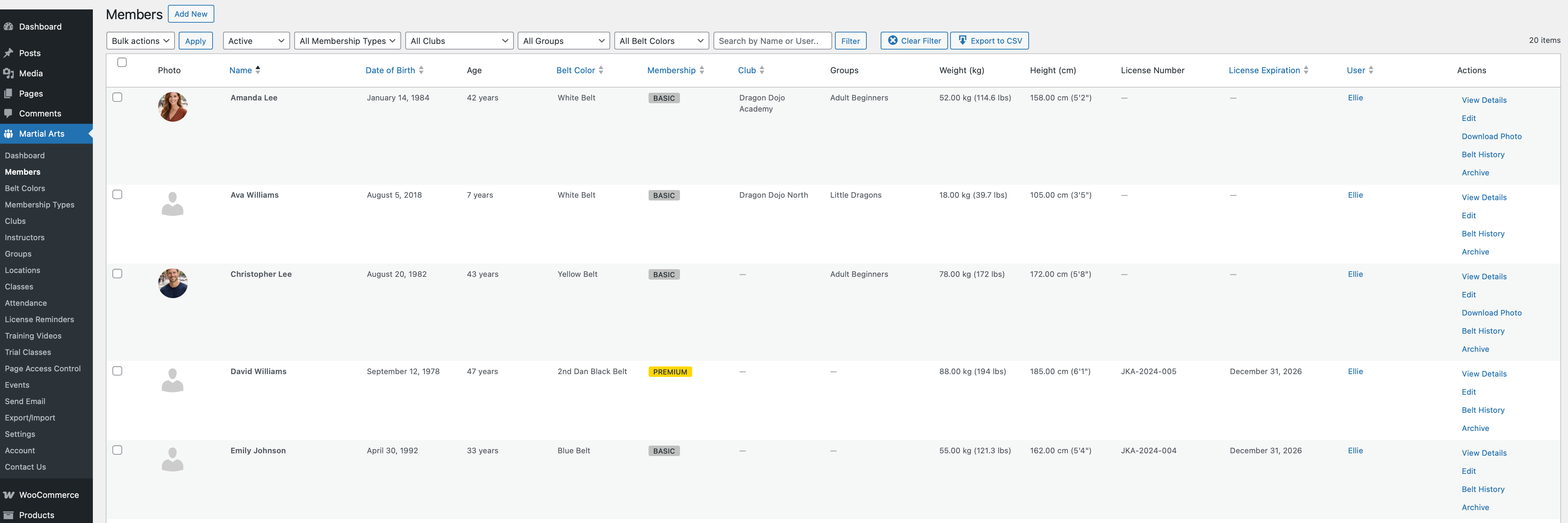 Member Management - Add and manage unlimited members with detailed profiles
