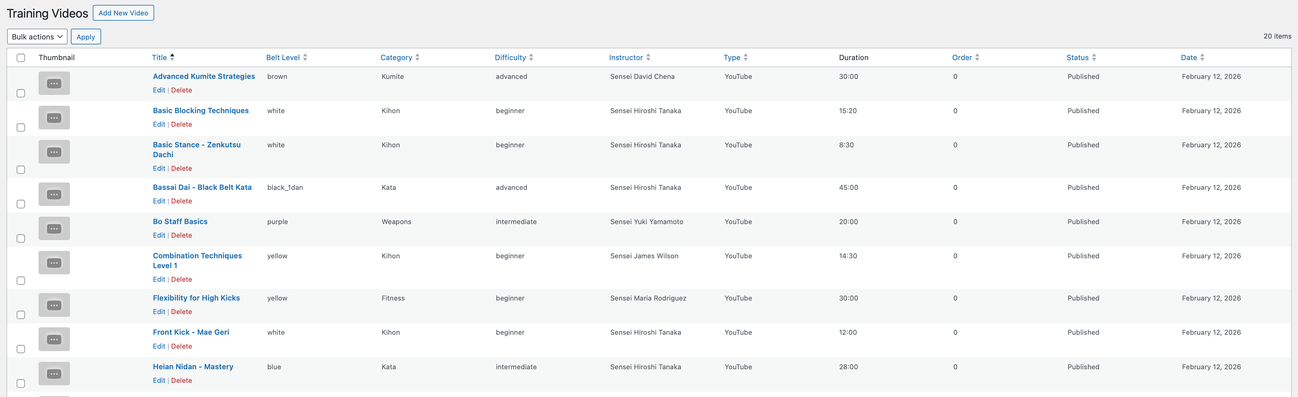 Training Videos - Organized video library with filtering
