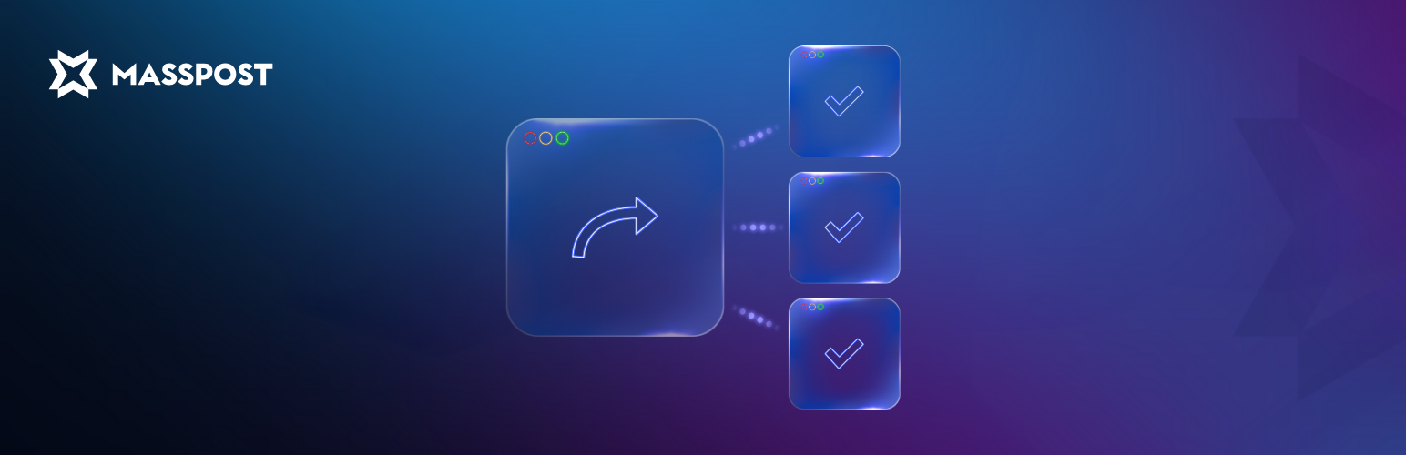 WordPress 外掛 MassPost – Post, Share, Send to Several Websites 的封面圖片。