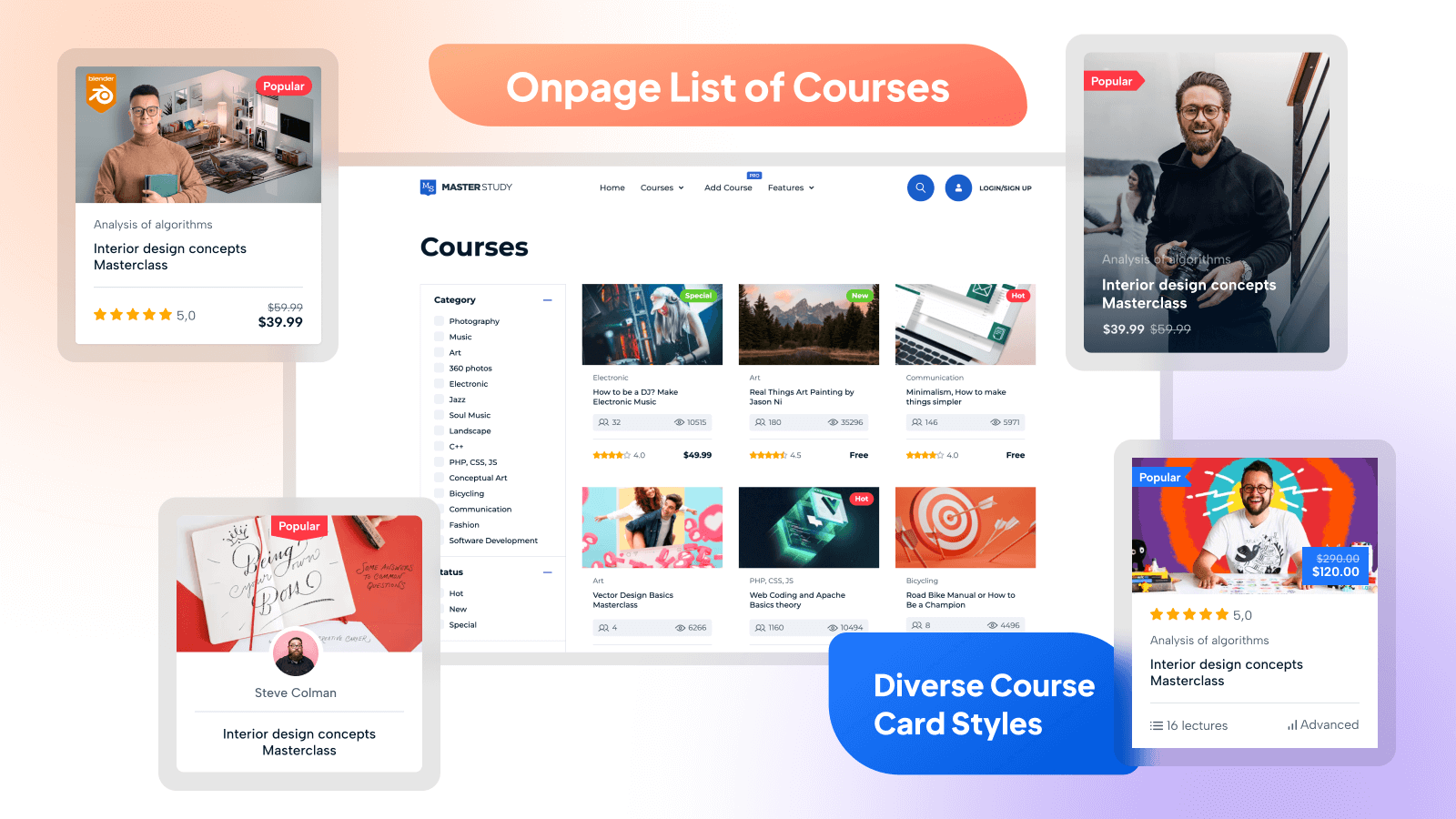 Onpage List of Courses