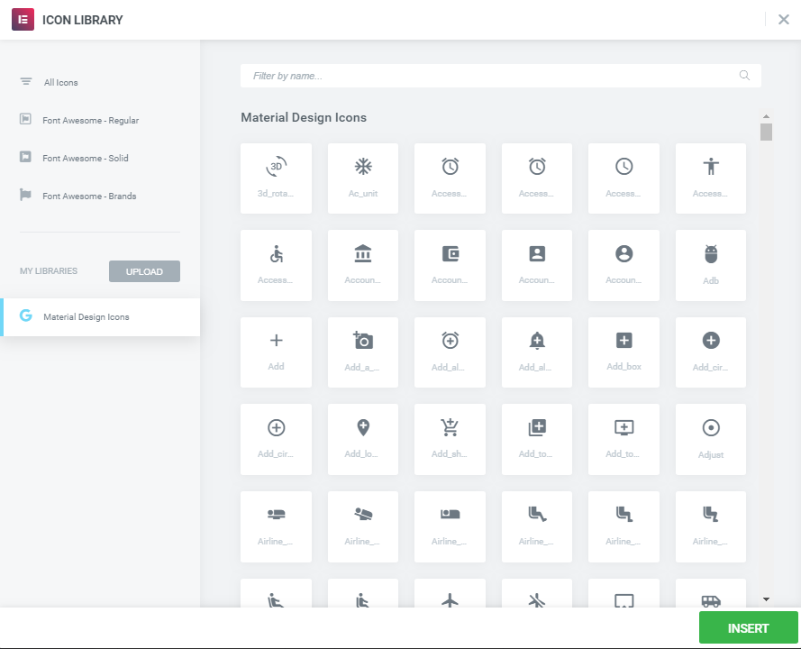 Material Design Icons for Page Builders - Screenshot 1
