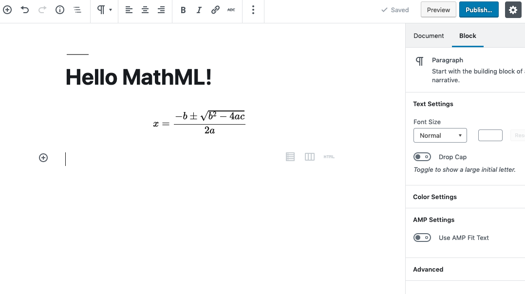 MathML Block