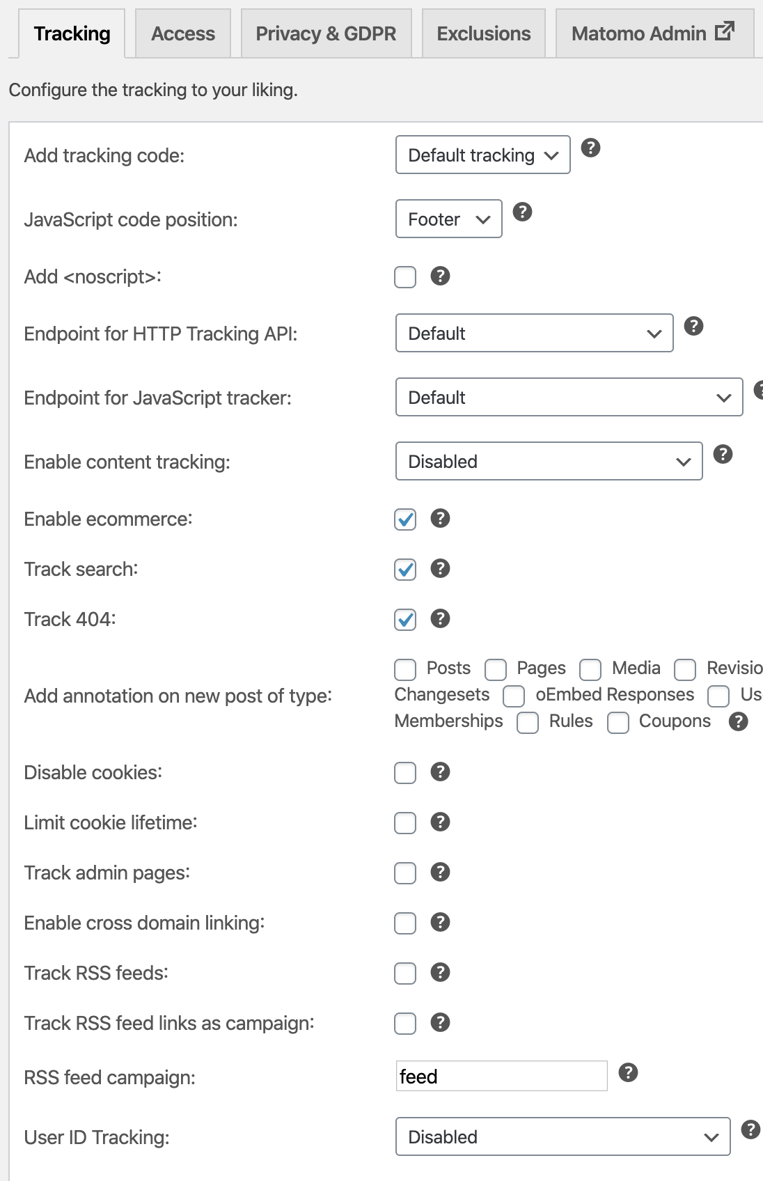 Configure tracking code without developer knowledge.