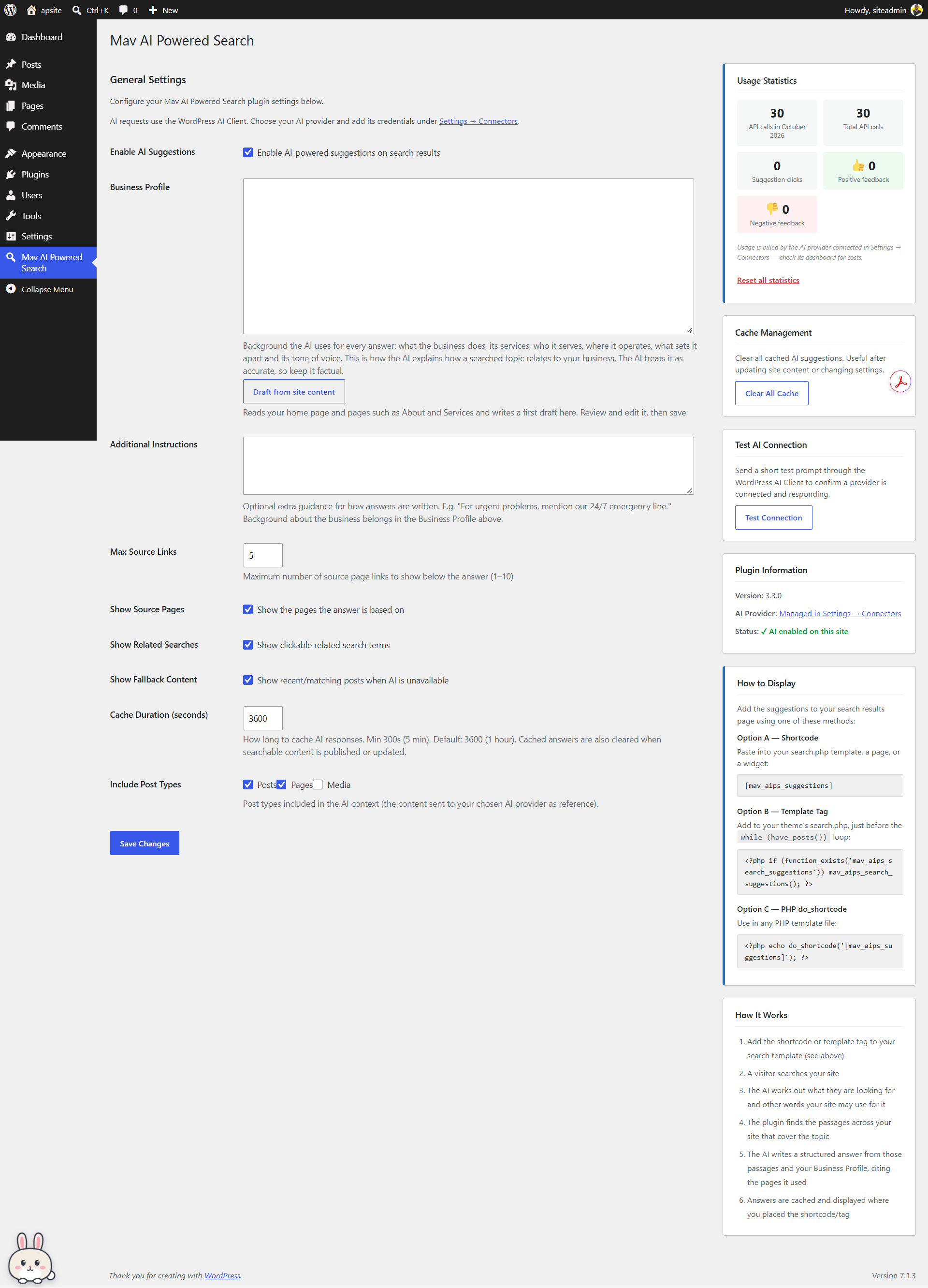 Settings screen.