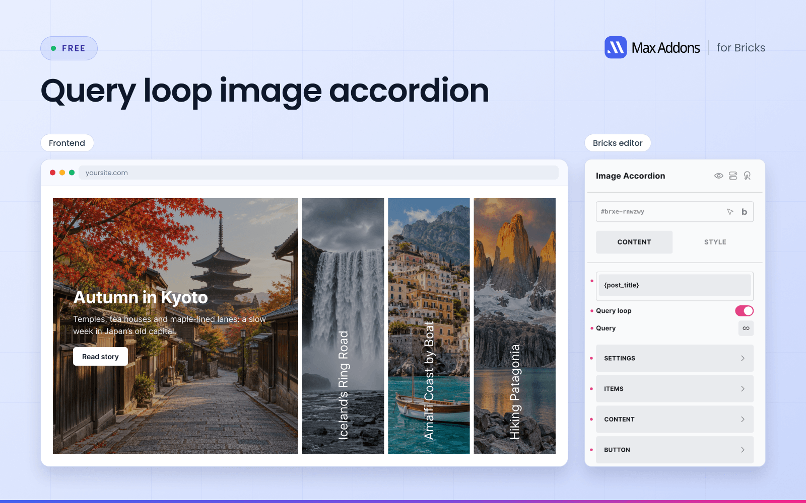 Image Accordion pulling images from a query loop.