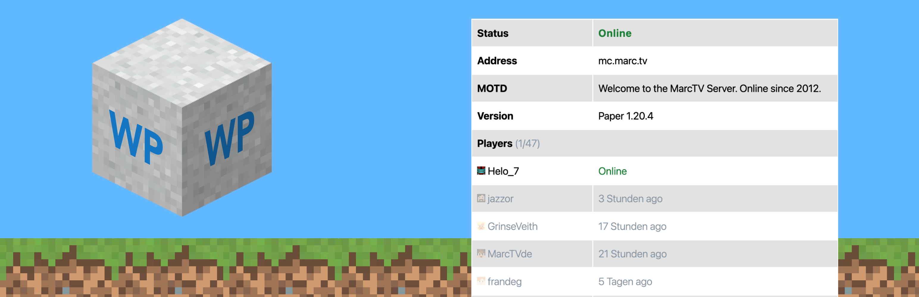 WordPress 外掛 MC Server Status 的封面圖片。