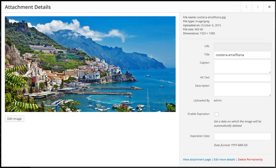 Media editor with Media Expirator plugin.
