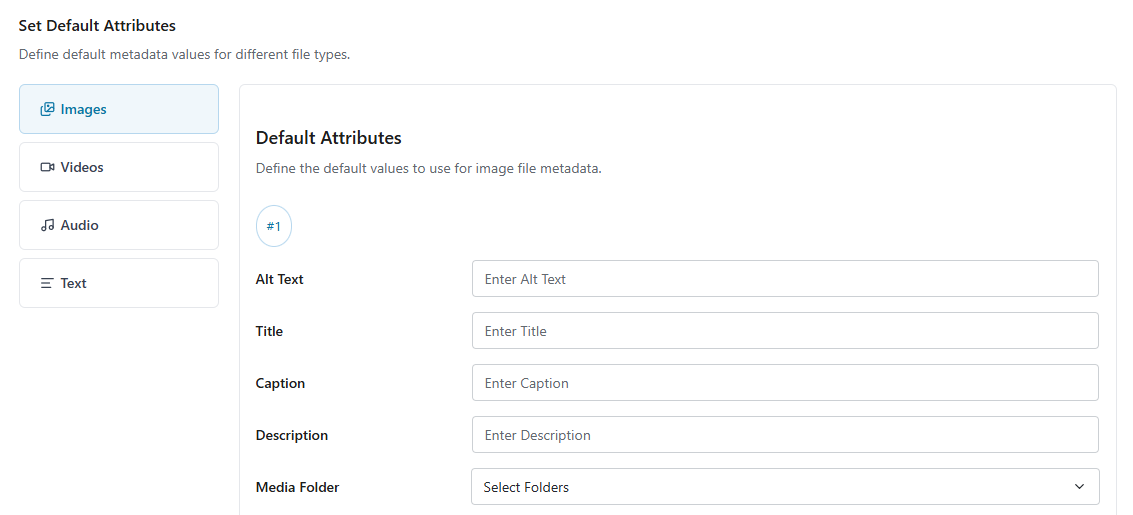 Default attribute settings