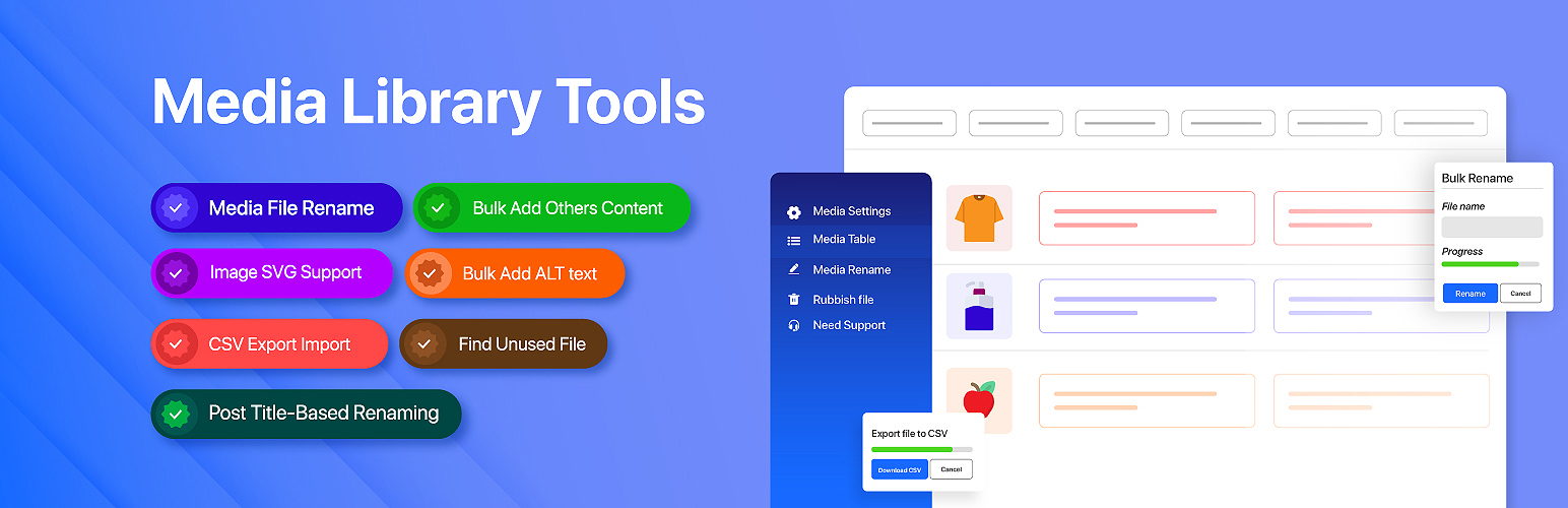 Media Library Tools – AI-Powered Rename, Clean & CSV Import/Export