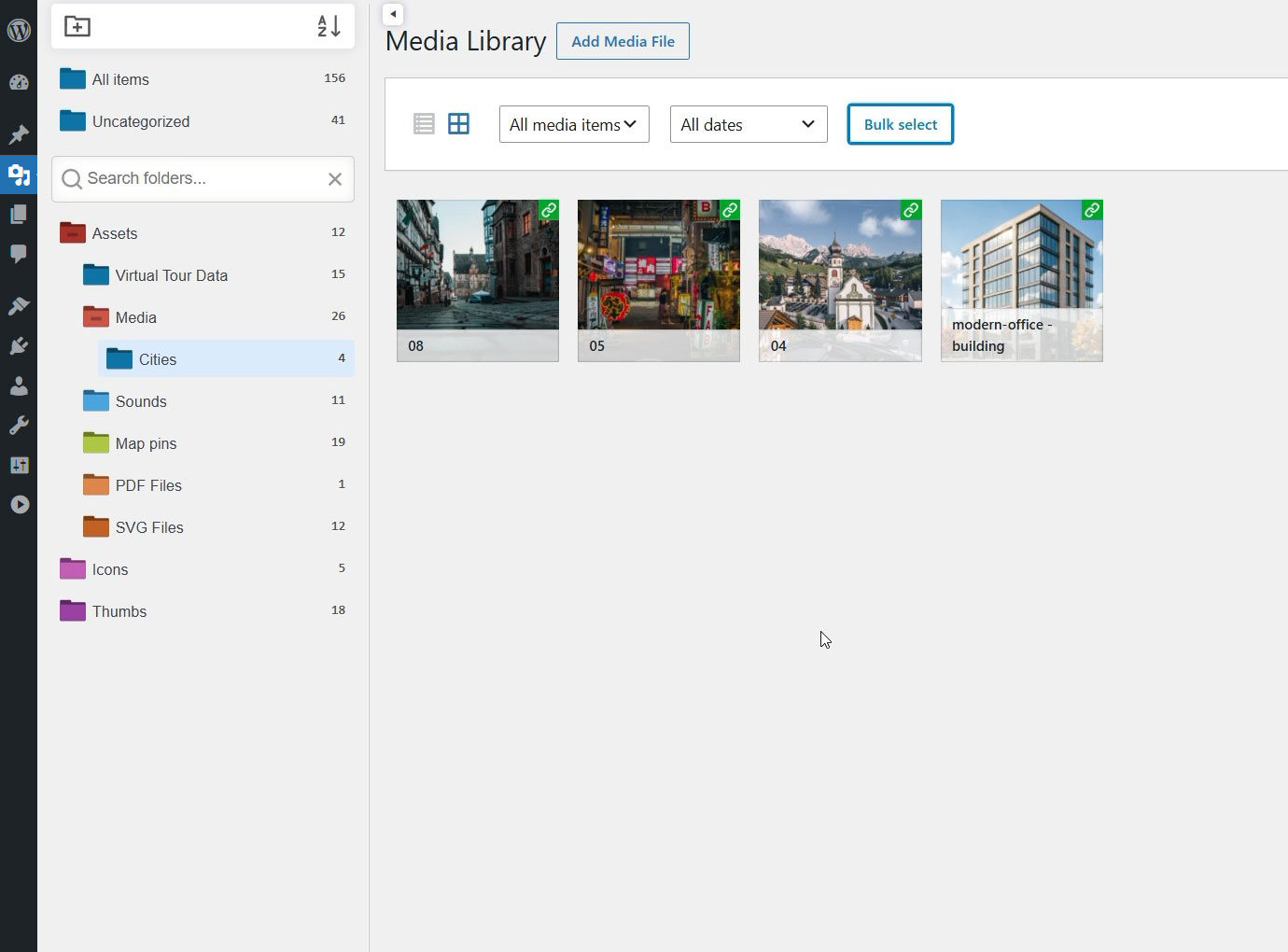 "Link" badge on items that live in multiple folders