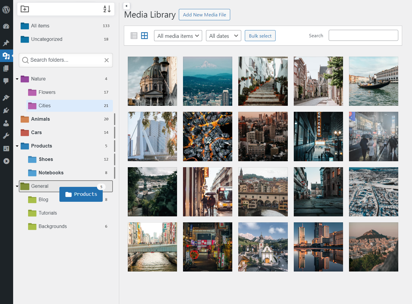 Drag & drop folders to reorganize the tree