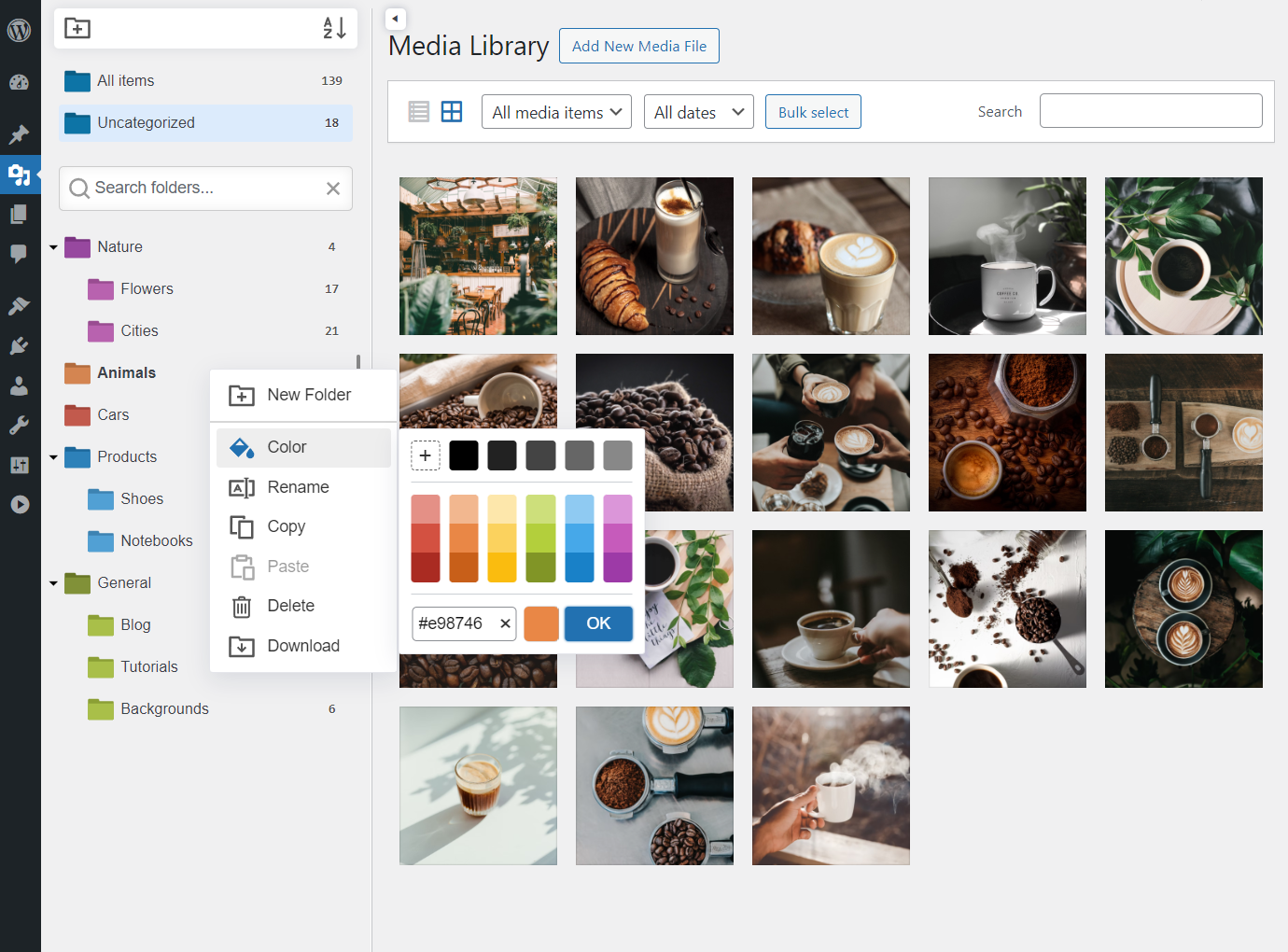 Color-coding folders