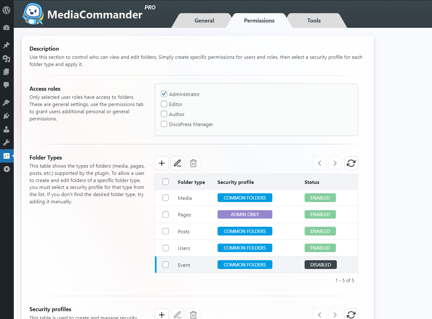 Advanced folder permissions