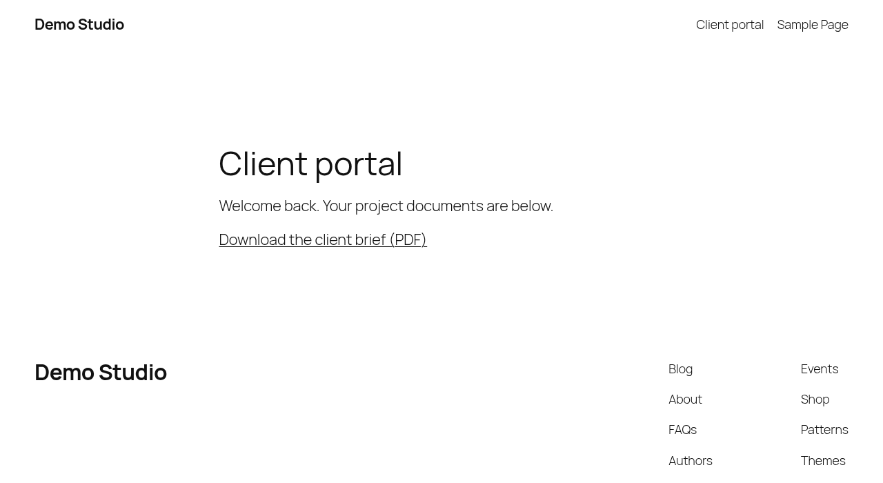 A logged-in client downloads the protected file normally from a client portal page.