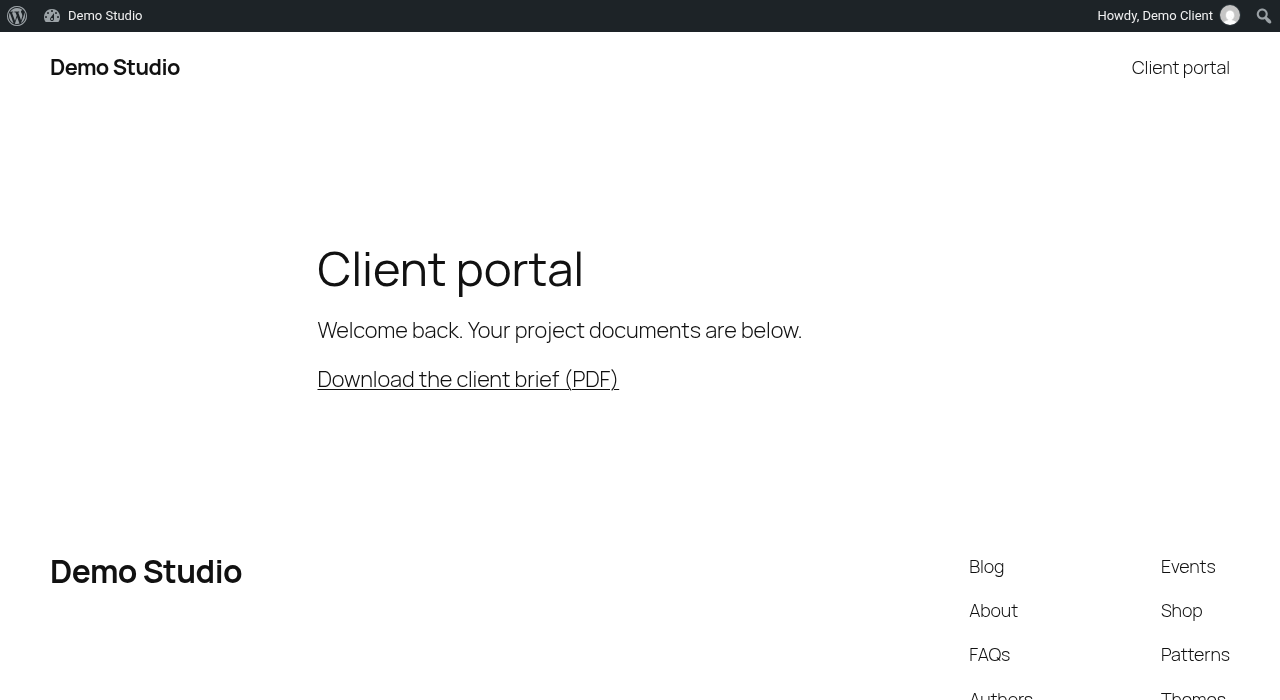 A logged-in client downloads the protected file normally from a client portal page.