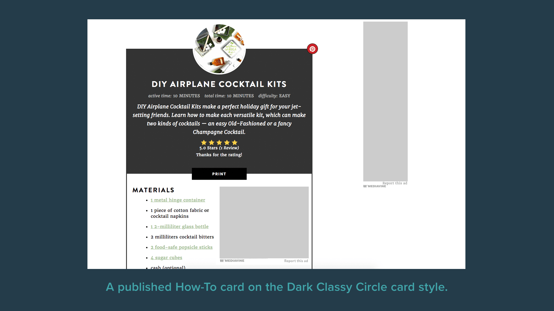 A published How-To card on the Dark Classy Circle card style.