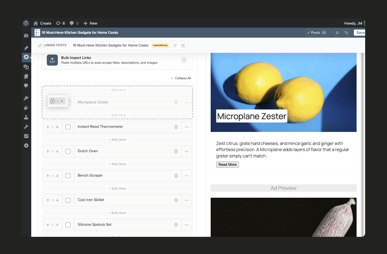 New! Drag-and-drop all over the place to rearrange list items, products, and ingredients.