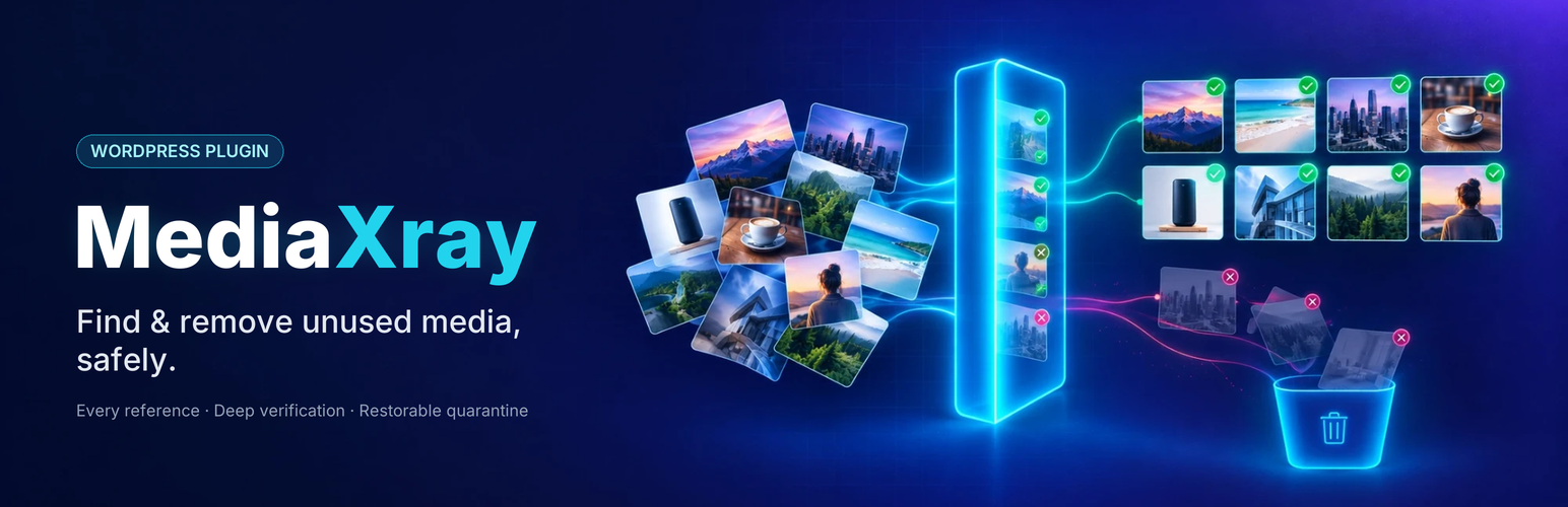 WordPress 外掛 MediaXray – Delete Unused Images & Find Where Media Is Used 的封面圖片