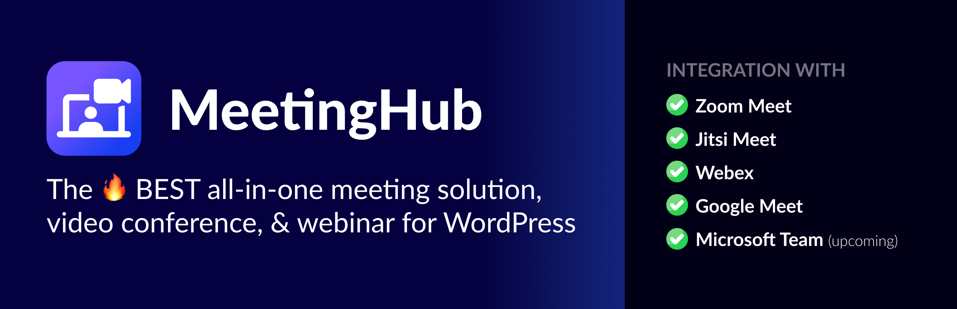 MeetingHub – Webinar & Meeting Plugin for Zoom, Google Meet, Webex, Microsoft Teams, & Jitsi Meet preview