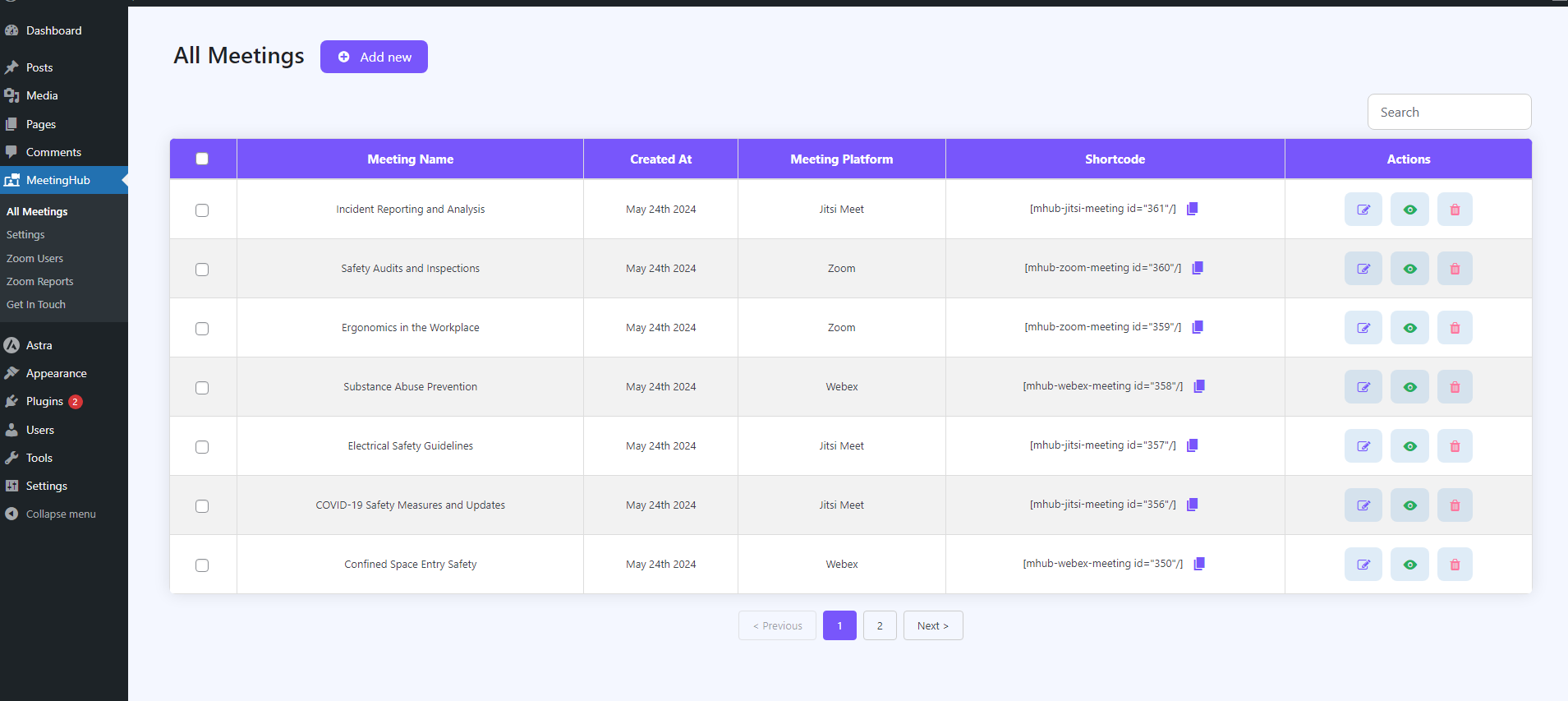 Zoom Meeting, Jitsi Meet, Webex, Google Meet &#8211; All-in-one Meeting Solution for Webinar and Video Conference for WordPress with Google Calendar, Appointments, and Booking Integration &#8211; MeetingHub