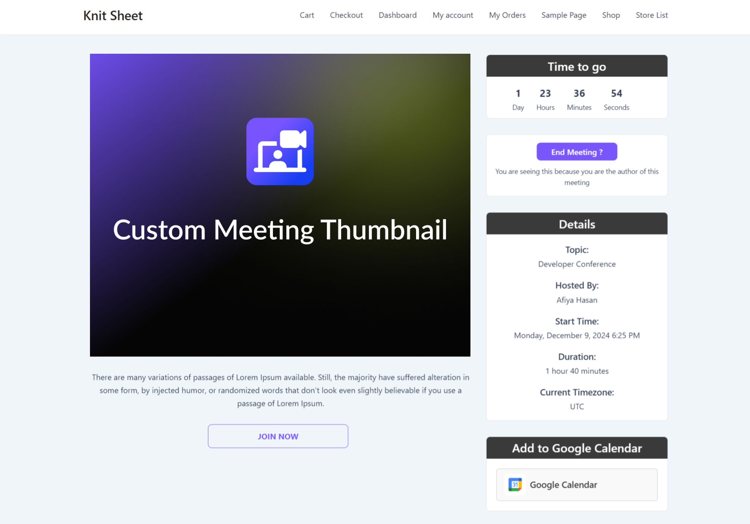 Custom Meeting Thumbnail