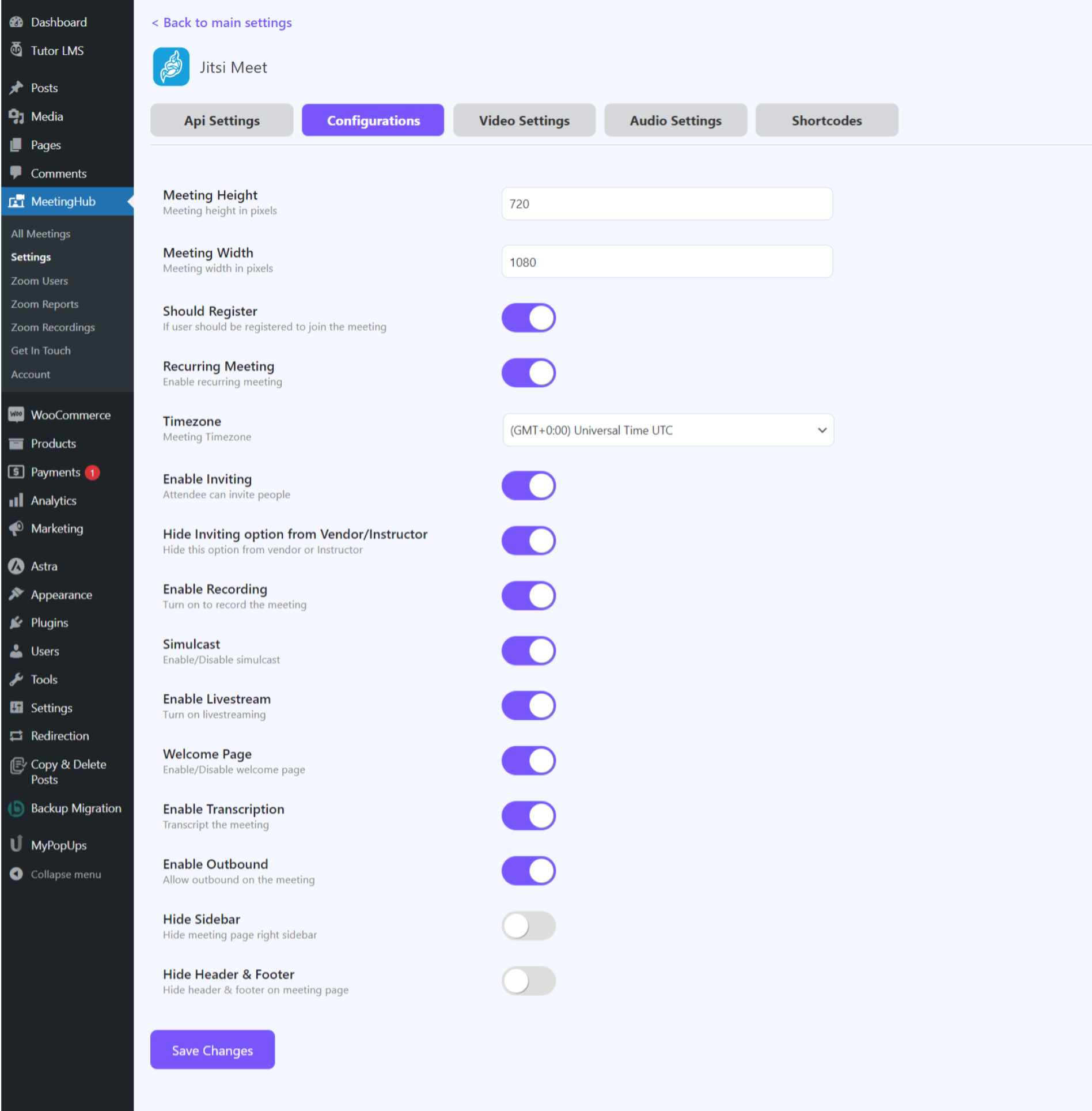 Jitsi Meet Settings