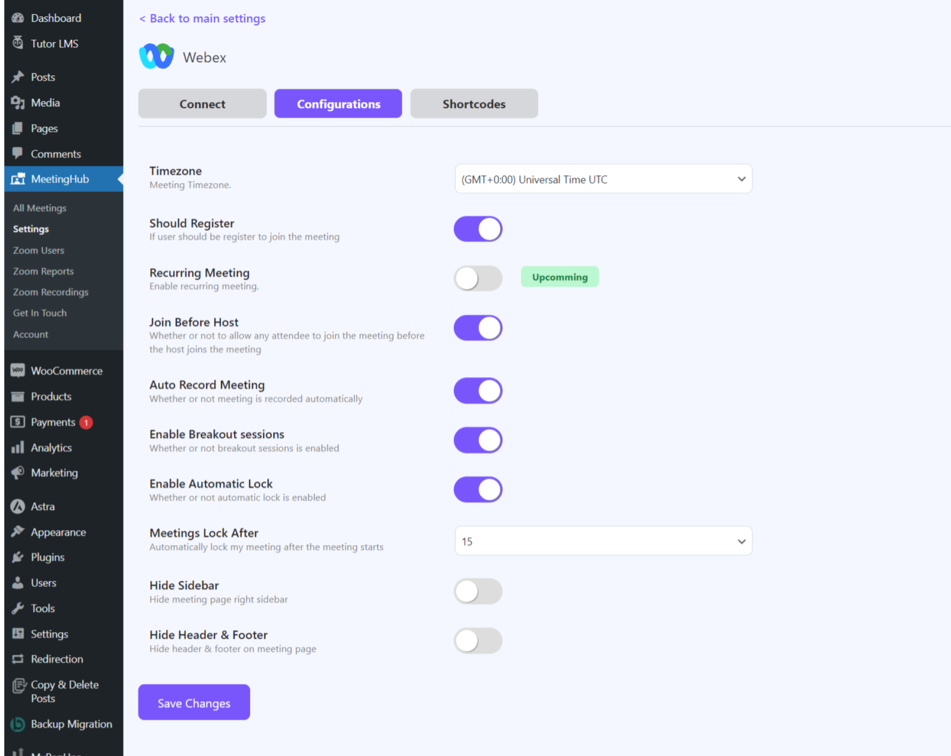 Webex Settings