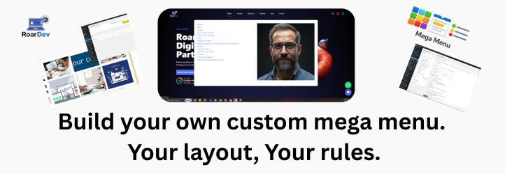 WordPress 外掛 RoarDev Mega Menu Builder 的封面圖片。