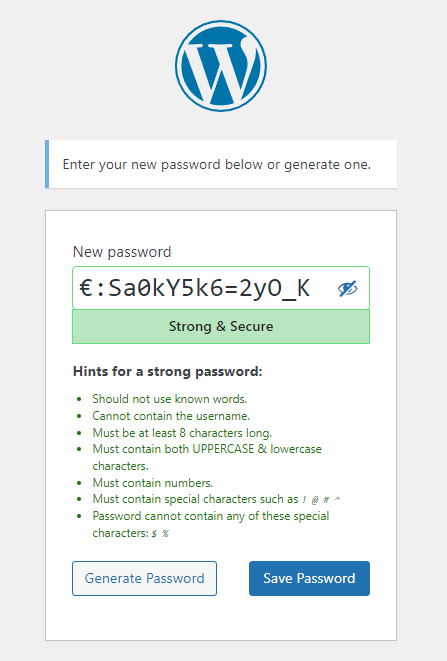 It is very easy for a user to know what their password should include or not because the policies which are not met when setting a new password are highlighted in red.