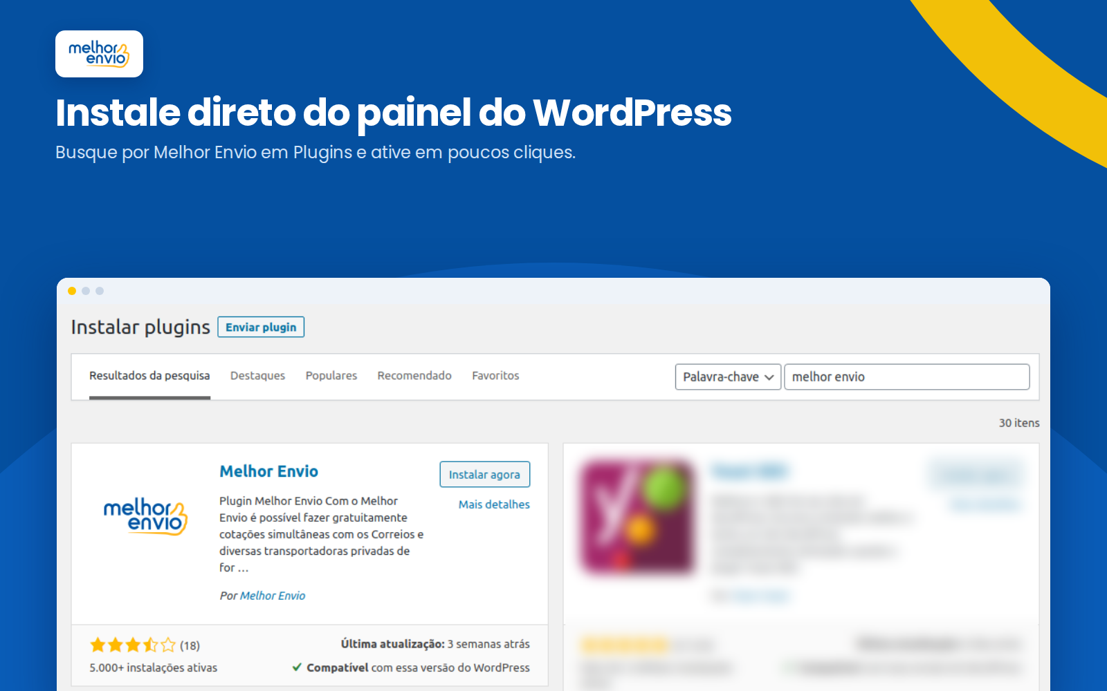 Plugin Melhor Envio na loja de plugins
