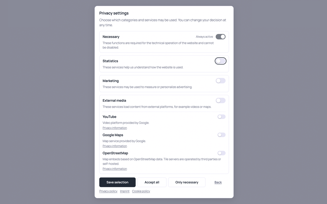 Admin: advanced settings, import/export and diagnostics