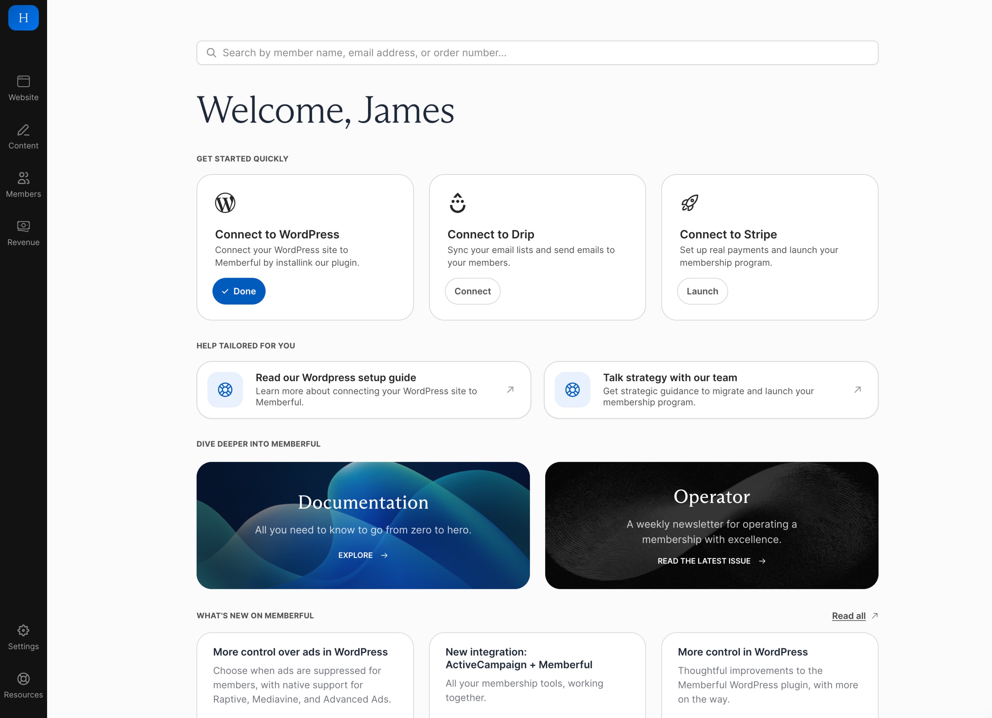 View your user dashboard