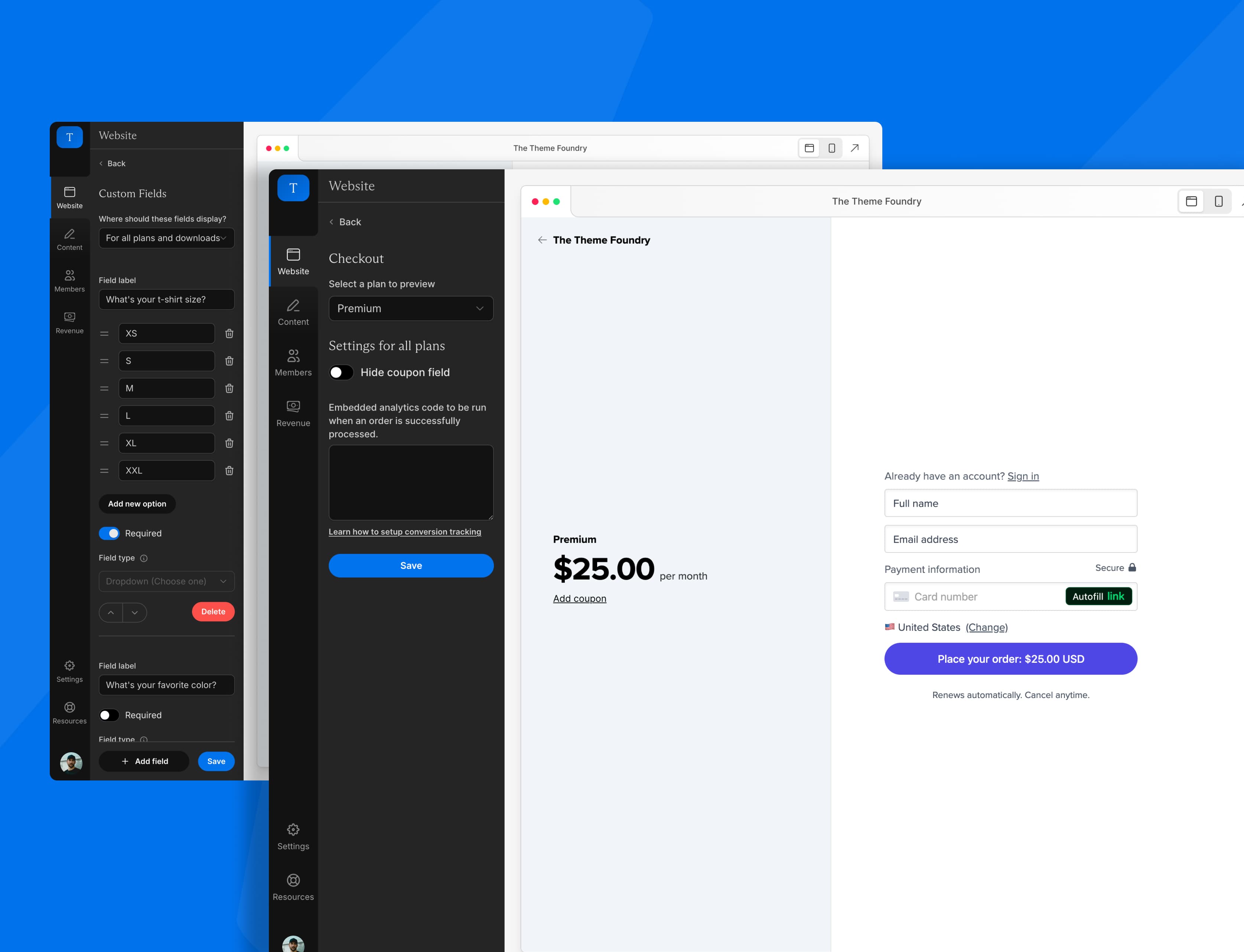 Customize your checkout process