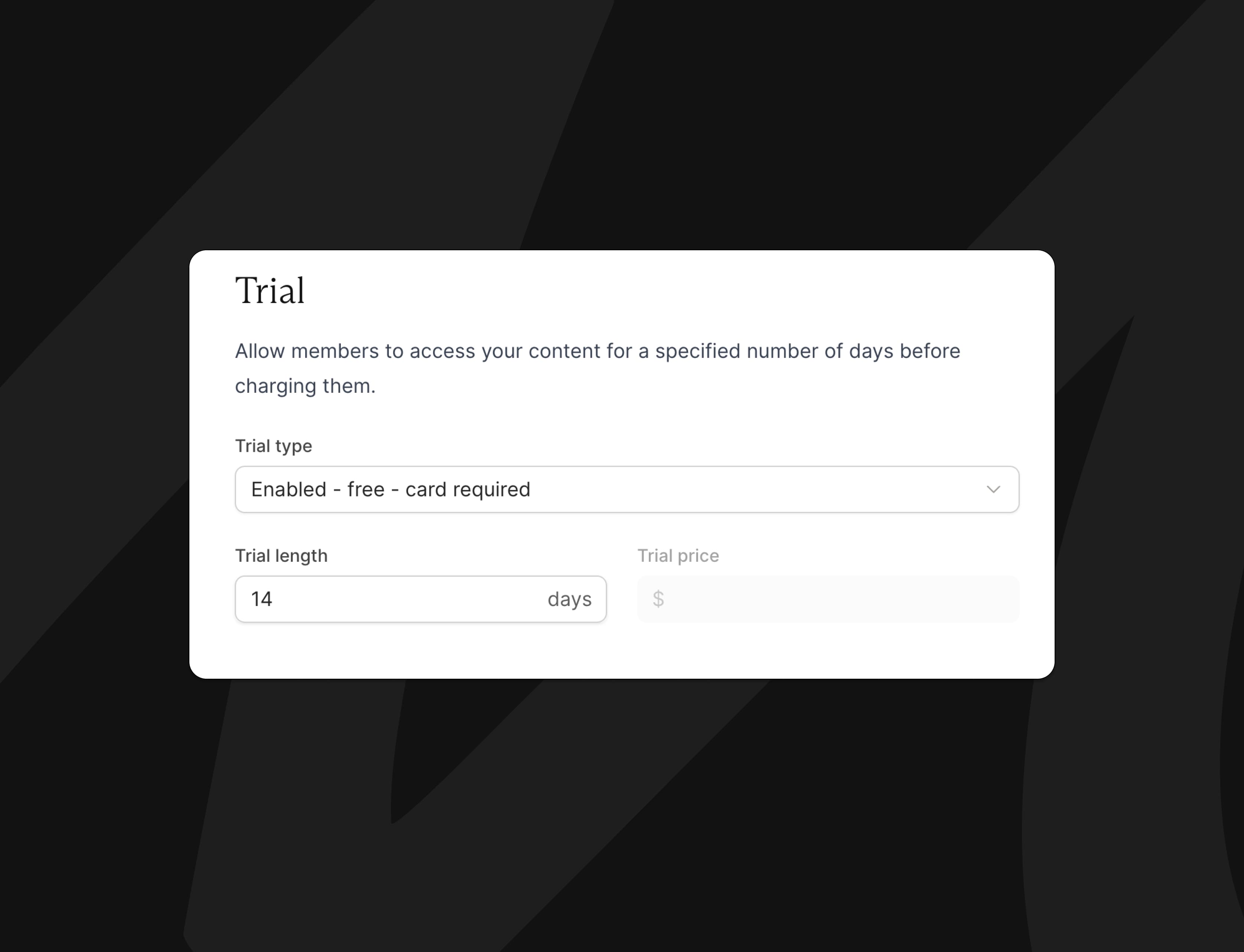 Enable free or paid trials