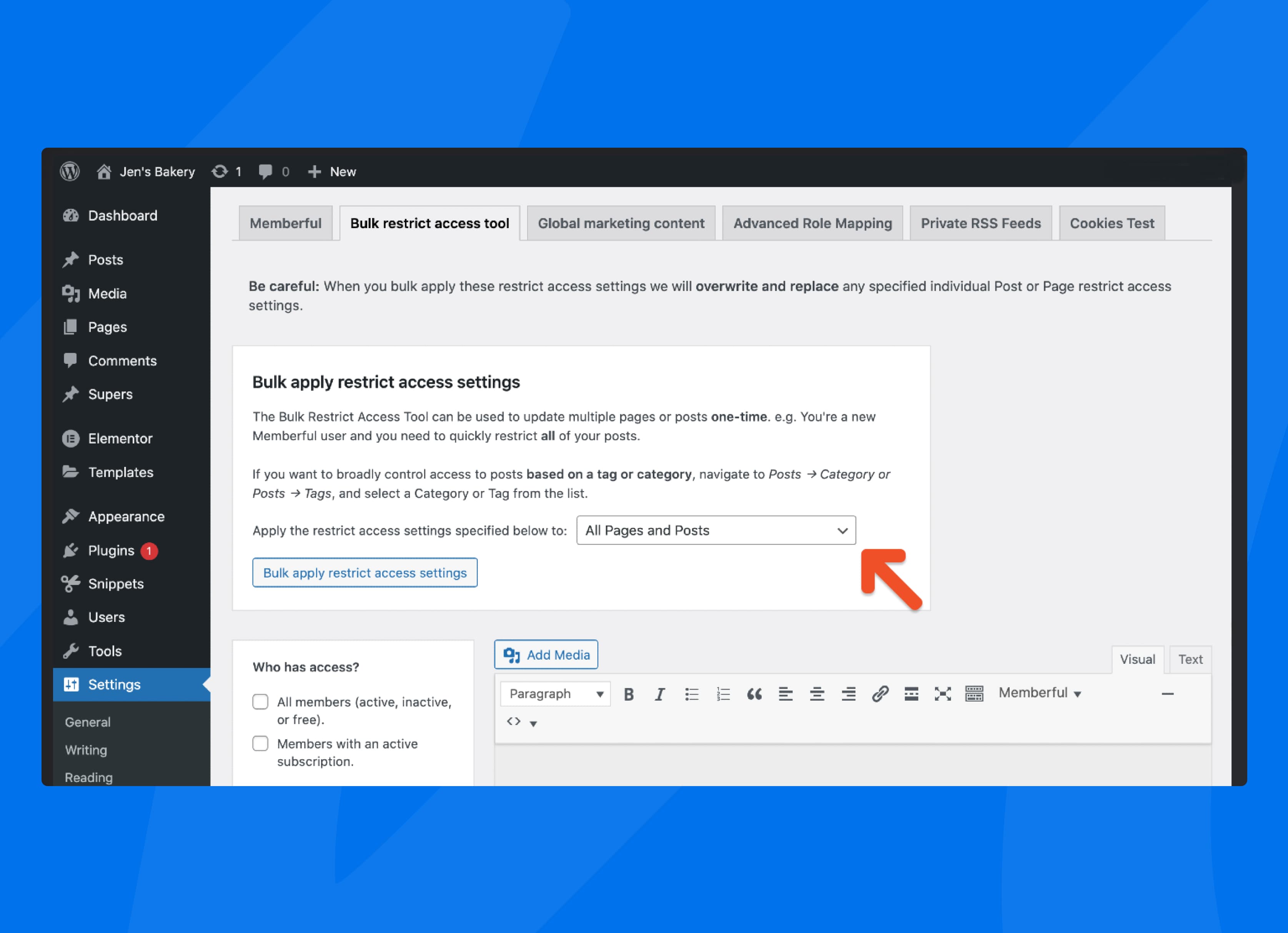Bulk restrict access to content