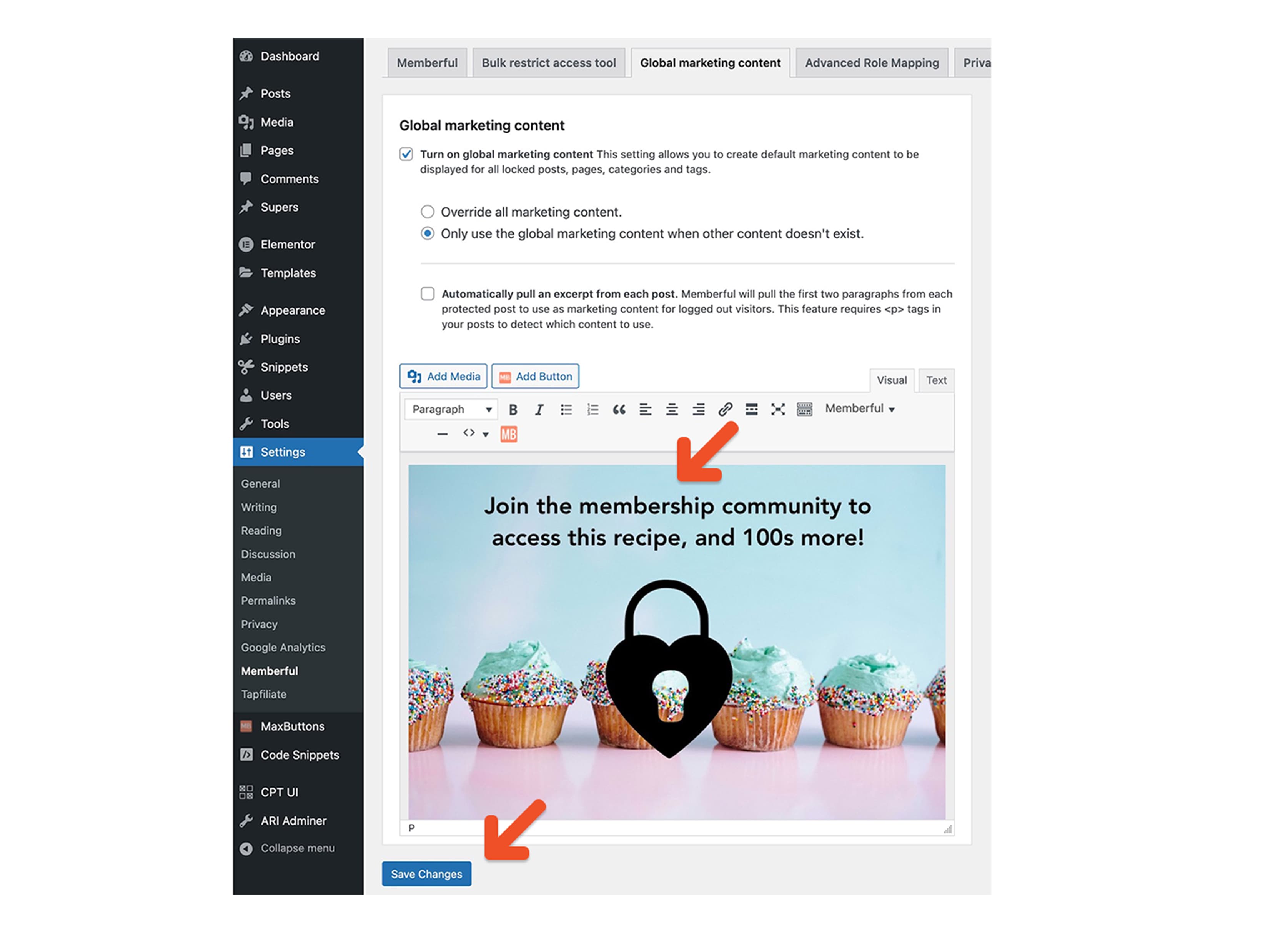 Add Default Marketing Content