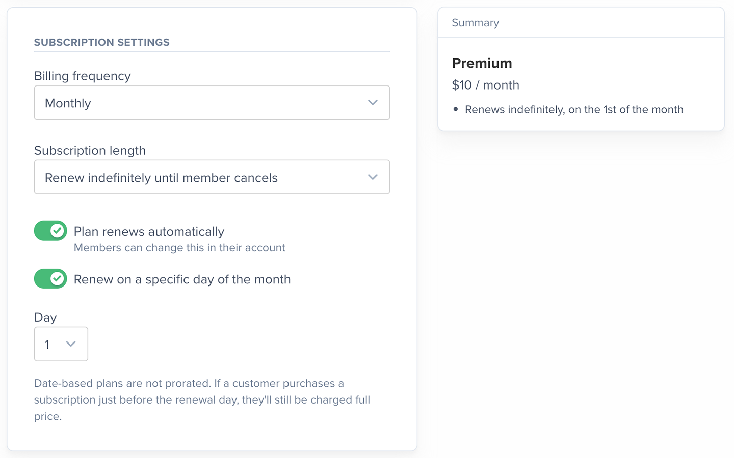 Choose billing frequency and subscription length