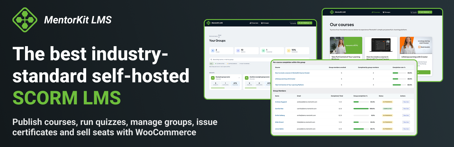 MentorKit LMS: SCORM, Quizzes, Groups &amp; Certificates