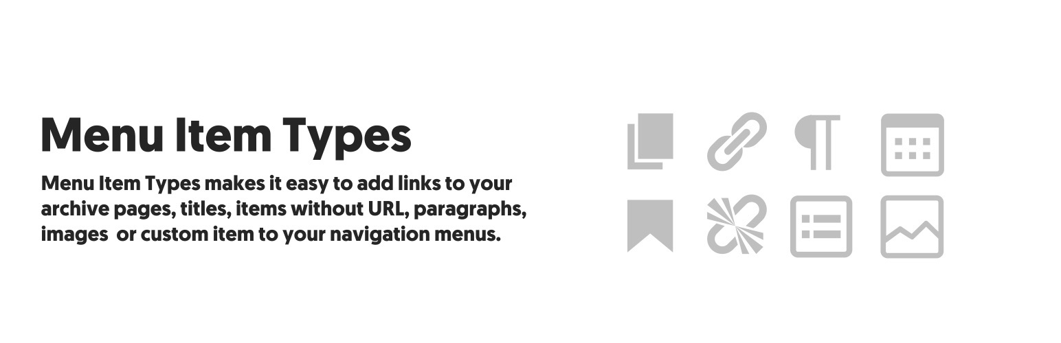 WordPress 外掛 Menu Item Types 的封面圖片。