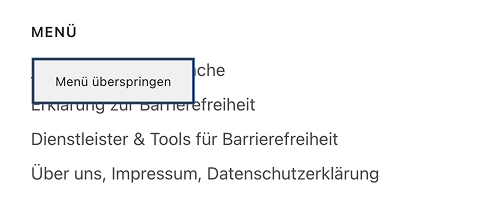 Pressing TAB will show the "Skip Menu" button.