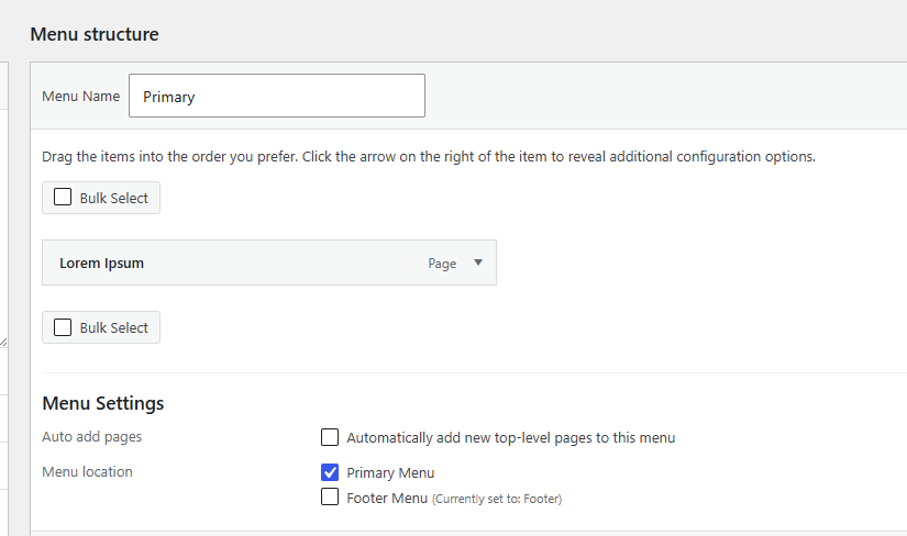 The page appears in your menu under Appearance → Menus