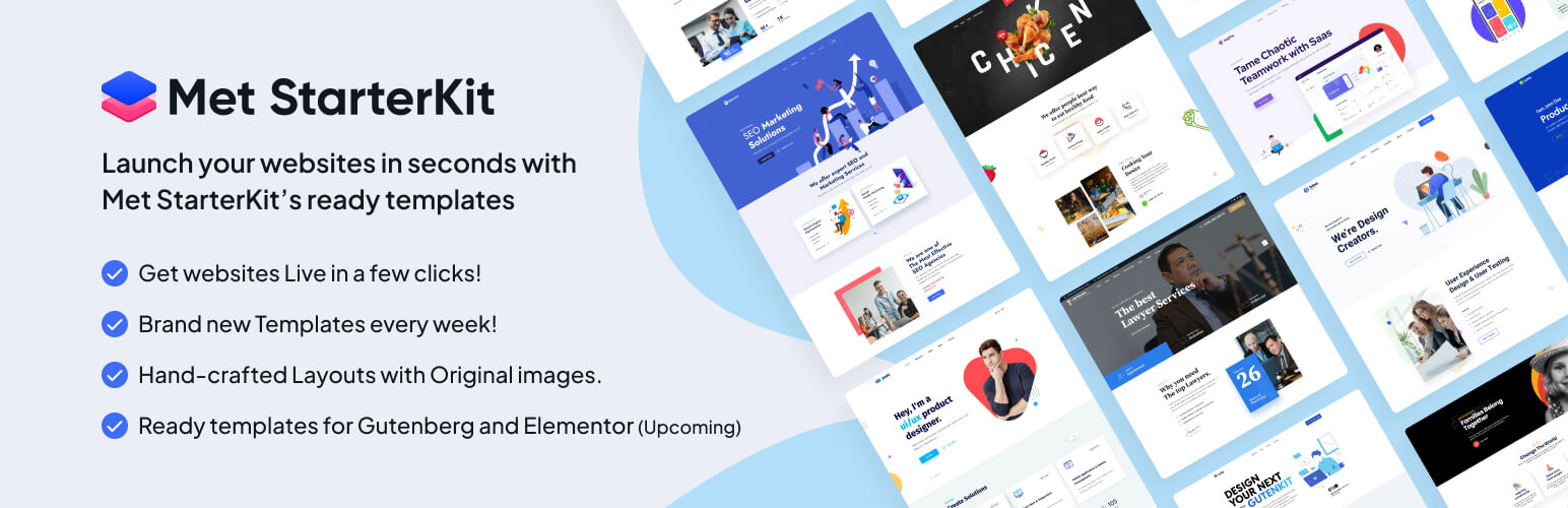 WordPress 外掛 Met StarterKit Templates 的封面圖片。
