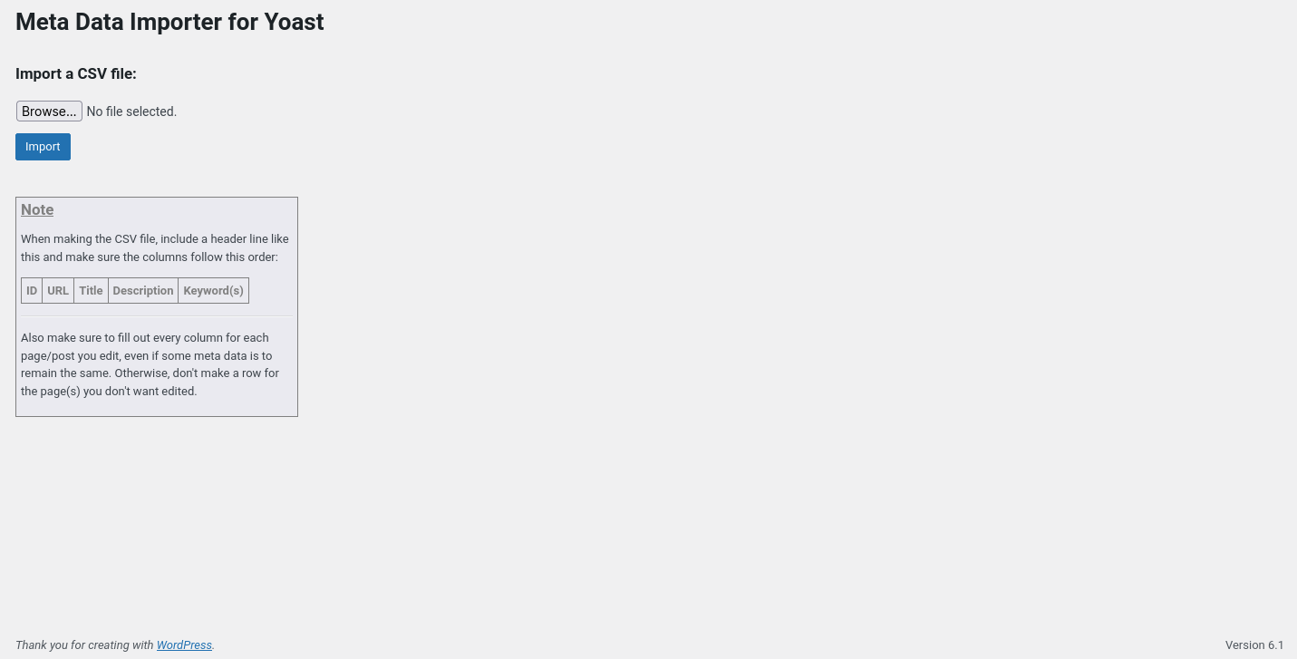 This is a screenshot of the plugin page right after clicking it in the sidebar of the admin screen.