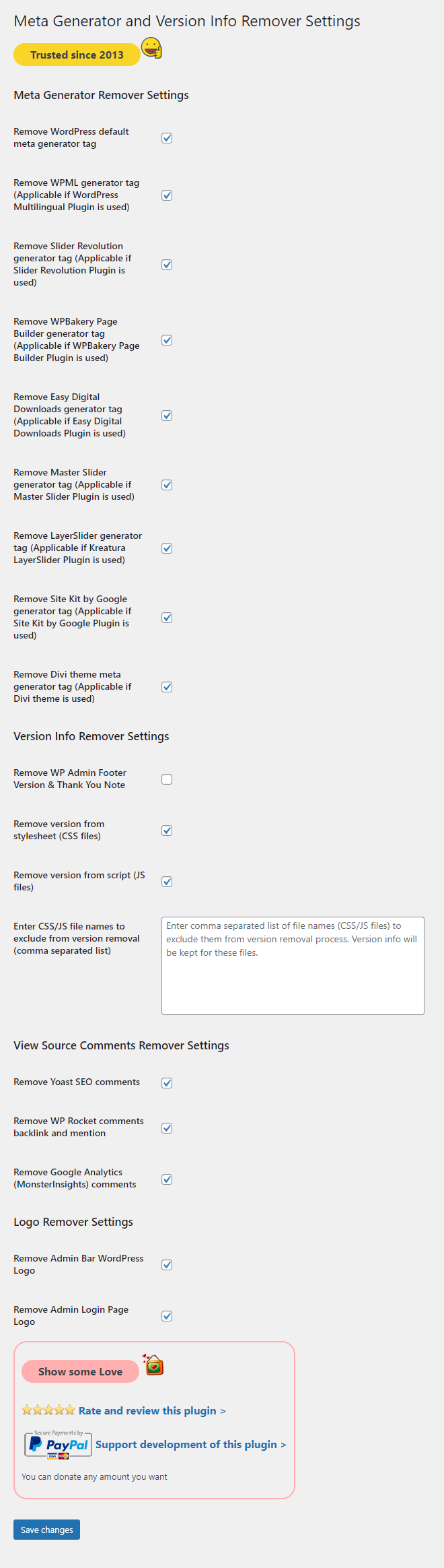 Meta Generator and Version Info Remover